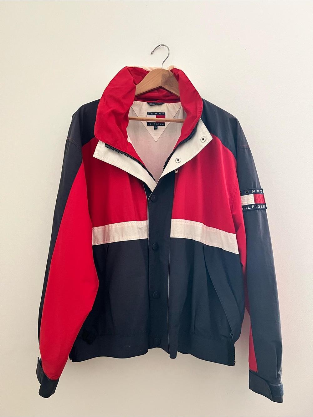 Tommy Hilfiger Men's Red & Black Colorblock Jacket